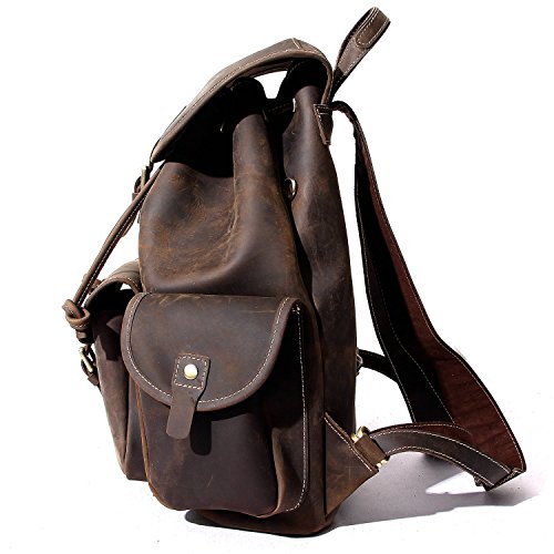 buckle-flap leather backpack berchirly vintage large travel backpacks Shop Leather Backpack, Berchirly Vintage Real – Luggage Factory