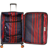 ORIGINAL PENGUIN Luggage Colfax 2 Piece Set Expandable Suitcase with Spinner Wheels, Black Crosshatch/Orange