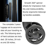 3 Piece Set Luggage Sets Women Men Teens Travel Suitcase with Lightweight TSA Lock Spinner, Home Outdoor Carry On Luggage with 4 Double Silent Wheels Adjustable Handle 20in 24in 28in, Blue