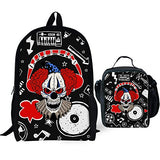 Bigcardesigns Black Fashion Shoulder Bag School Backpack for Boys Girls with Lunch Bag