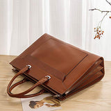 CLUCI Leather Briefcase for Women Vintage Laptop 15.6 Inch Slim Large Business Ladies Work Shoulder Bag Oil Wax Brown