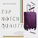 Coolife Luggage 3 Piece Set Suitcase Spinner Softshell Lightweight (Purple+Sliver)