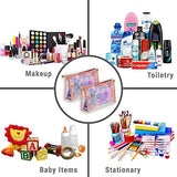 WestonBasics Holographic Makeup Bag, Set of 2 Iridescent Makeup Pouch for Cosmetic Toiletry, Pencil, Brush, Makeup Organizer Bags for Women Girls, Teens, Bridesmaids, Great for Travel, Gifts, 2 PCS