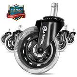 Office Chair Caster Wheels,Airkoul 5Pcs 3 Inches PU Replacements Wheels Universal Fit Safe for