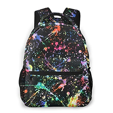 Multi leisure backpack,Colorful Paint Splatter, travel sports School bag for adult youth College Students