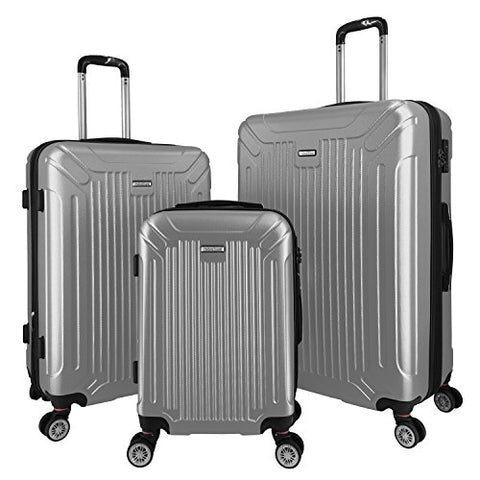 3 Pc Luggage Set Durable Lightweight Spinner Suitecase Lug3 Gl8216 Silver