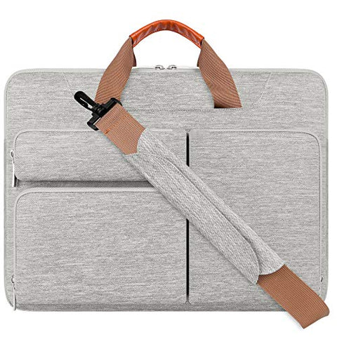 Lacdo 360° Protective Laptop Shoulder Bag Sleeve Case for 13 Inch New MacBook Air | 13 Inch New MacBook Pro 2016-2020 | Surface Book 3 2 | MacBook Pro 2012-2015 | 13" HP Acer ASUS Computer, Gray