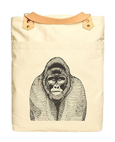 Unisex Gorilla-1 Print 100% Cotton Canvas Leather Straps Laptop Backpack Was_34