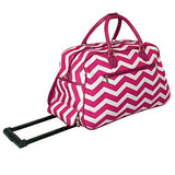 World Traveler Chevron 21-Inch Rolling Duffel Bag, Fuchsia White Chevron
