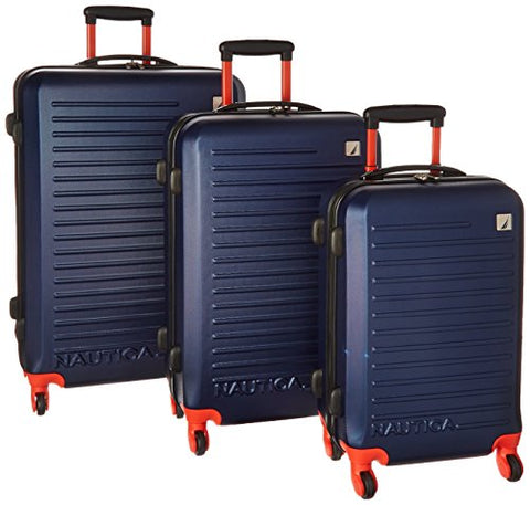 Nautica Tide Beach 3 Piece Hardside Spinner Luggage Set (28In/25In/21In), Classic Navy
