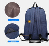 AUGUR Casual Laptop Backpack Light-Weight Classic Bookbag Rucksack for Travel - Blue