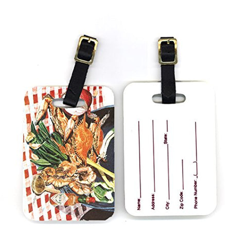 Caroline's Treasures 8537BT Pair of Crab Boil Luggage Tags, Large, multicolor