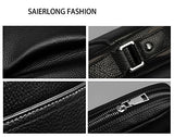 Saierlong New Mens Black Genuine Leather Briefcase Messenger Bags Business Handbags