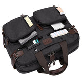 S-Zone 3-Way Vintage Laptop Backpack Messenger Shoulder Bag Hybrid Briefcase Bookbag Rucksack