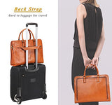 Banuce Womens Full Grains Leather Briefcase Messenger Satchel Bag 14 Laptop Case