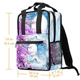 LORVIES Japanese Sakura Mountain School Bag for Student Bookbag Teens Travel Backpack Casual Daypack Travel Hiking Camping