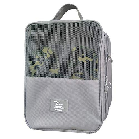MoreTeam Travel Shoe Bag, Dry & Wet Separation 3 in 1 Shoe Organizer Space Saving Storage Bags Tote Pouch with Zipper for Men Women (Dry&Wet Separated - Gray)