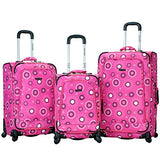 Rockland Luggage Fusion 3 Piece Luggage Set, Pink Pearl, Medium