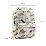 Finex Gudetama Lazy Egg Yolk White Canvas Popular Cute Costume Cartoon Casual Backpack with 15 inch Laptop Storage Compartment for College Student Daypack Travel Bag