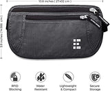 Zero Grid Money Belt w/RFID Blocking - Concealed Travel Wallet & Passport Holder