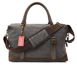 Weekender Duffel Bag Travel Tote - Canvas Genuine Leather Overnight Bag