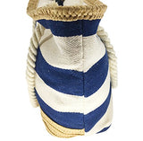 Melime X-Large Travel Shoulder Beach Tote Bag With Handmade Woven Straw Binding, Cotton Rope