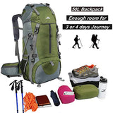 seenlast 50L Unisex Travel Hiking Backpack Outdoor Sport Daypack Water-Resistant Bag with Rain