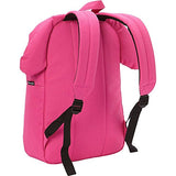 Loungefly school backpack featuring Sanrio's My Melody character. Cute extras include 3d ears and bow with embroidered details. Bag has a roomy front pocket, interior laptop pocket and a patterned lining. Exterior has a top handle, reinforced adjustable s