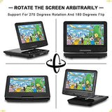 DR. J 11.5" Portable DVD Player with HD 9.5" Swivel Screen, Rechargeable Battery with Wall Charger, Car Charger and AV Cable, Sync TV Projector Function, Support USB Flash Drive SD Card, Region Free