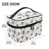 Makeup Bag Cute Hedgehog Fruit Travel Cosmetic Bags Organizer Train Case Toiletry Make Up Pouch