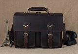 Polare 16'' Full Grain Leather Briefcase Messenger Bag Laptop Satchel For Men