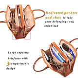 Banuce Womens Full Grains Leather Briefcase Messenger Satchel Bag 14 Laptop Case