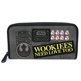 Loungefly Star Wars Wookie Patch 17.5 Height Backpack and Wallet Set (Dark Grey)