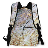 Double Shoulder Casual Backpack,Double Exposure Of Trees At Woods And Cut Tre,Lightweight Durable Rucksack Business Travel Sports Schoolbag Daypack for Men Women Adult Teens