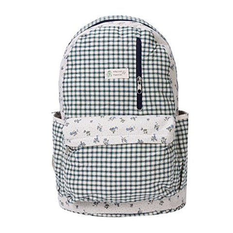 Damara Classic Lattice Print Zipper Backpack Rucksack,Blue