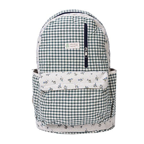 Damara Classic Lattice Print Zipper Backpack Rucksack,Blue