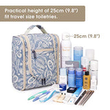 Hanging Travel Toiletry Bag Cosmetic Make up Organizer for Women and Men (Blue Leaf)