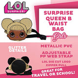LOL Fanny Pack for Girls, Round Belt Bag with Queen Bee Doll Face, Small Waist Pack with Adjustable Strap, Money Belt, Gadget Holder for Toddlers, Glitter Shine, Metallic Gold
