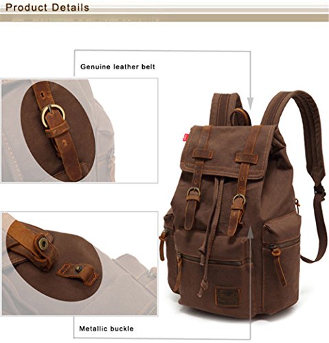 High Capacity Canvas Vintage Backpack - for School Hiking Travel 12-17 ...