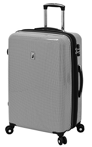 London Fog Cambridge 25" Expandable Hardside Spinner, Black/White Houndstooth