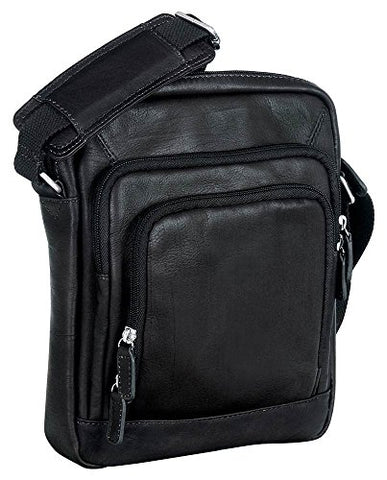 Mancini Leather Goods RFID Tablet Shoulder Bag (Black)