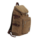 ABage Men's Canvas Rucksack Large Vintage School Travel Backpack for 15" Laptop, Khaki