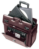 Mancini Deluxe Wheeled Catalog Case, Leather Rolling Business Case in Burgundy