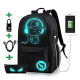 Luminous School Backpack,Ezonteq Anime Cartoon Music Boy Shoulder Laptop Travel Bag Daypack College