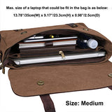S-Zone Vintage Canvas Genuine Leather Messenger Traveling Briefcase Shoulder Laptop Bag
