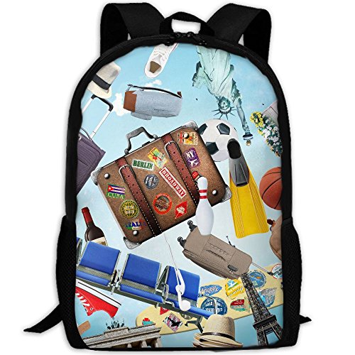 CY-STORE Radio Suitcase Ball Hat Print Custom Casual School Bag Backpack Travel Daypack Gifts