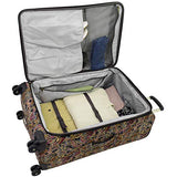 London Fog Cranford 20" Expandable Carry-on Spinner, Black Gold Plum Paisley