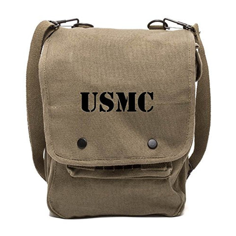 Army Force Gear USMC United States Marine Corps Text Canvas Crossbody Travel Map Bag Case in