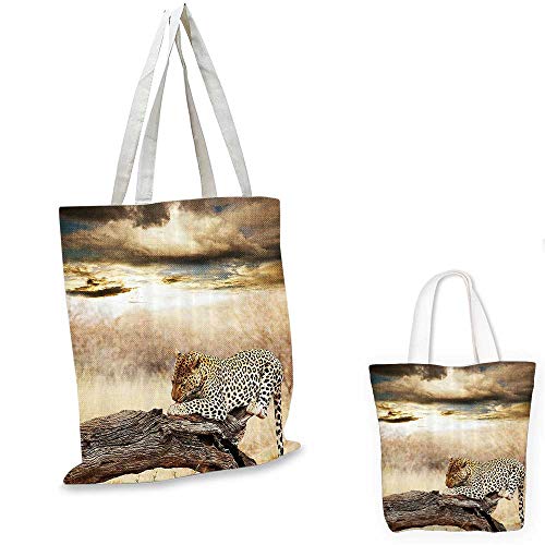 Safari Decor canvas messenger bag Leopard Resting Under Dramatic Cloudy Sky Africa Safari Wild Cats