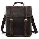 S-Zone Men'S Vintage Crazy Horse Genuine Leather Backpack Messenger Shoulder Bag